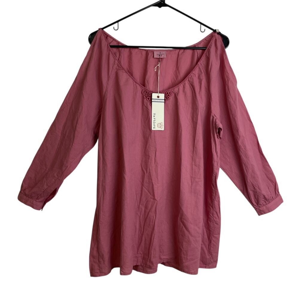 Hartford Womens Cold Shoulder Tunic Top Pink Long Sleeve Cotton Womens Size 5